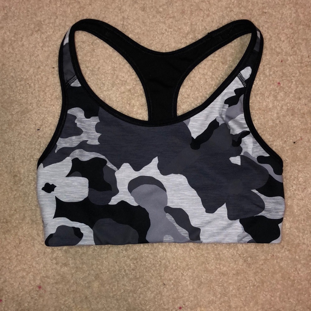 Grey camo sports bra